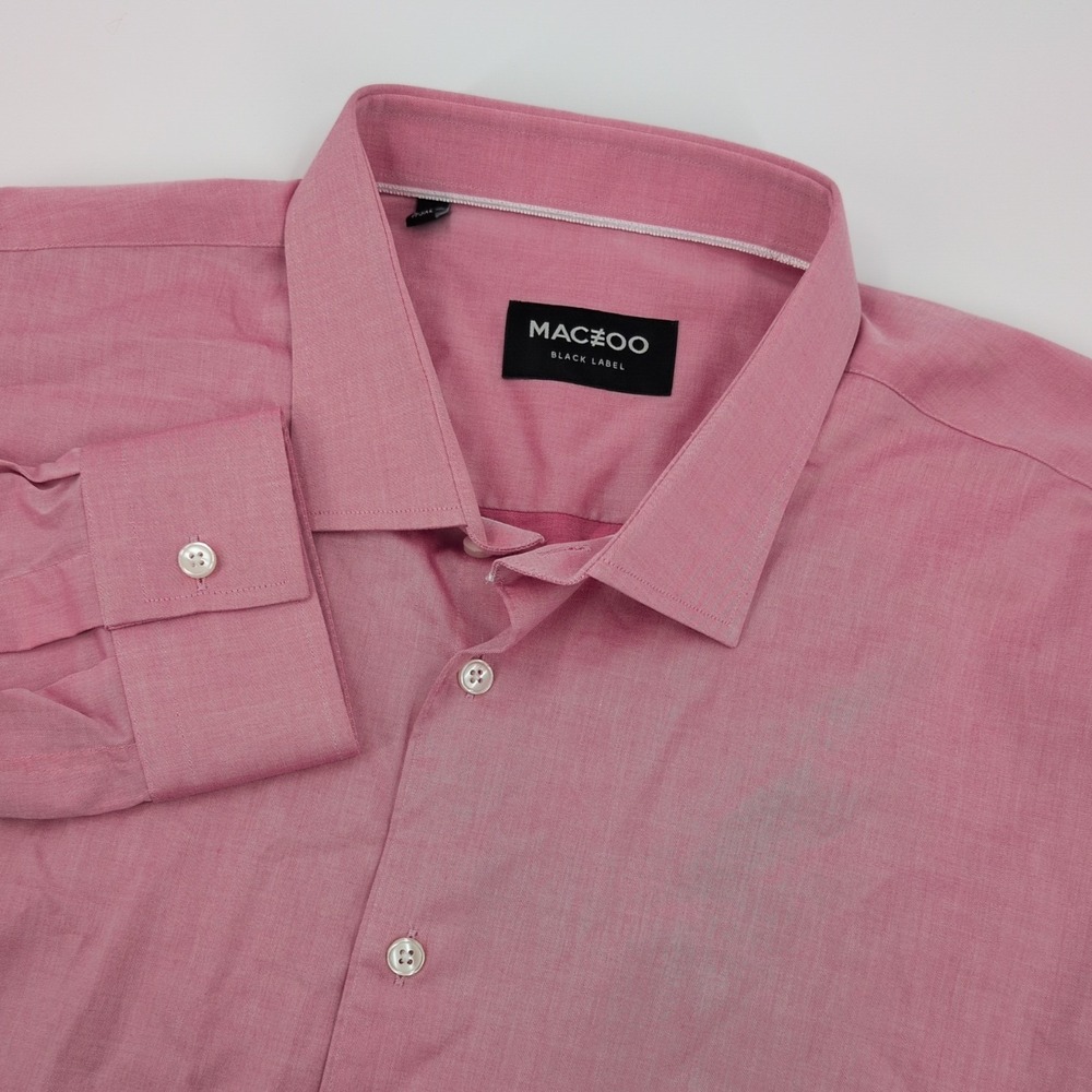 Maceoo Black Label Men's Dress Shirt Pink Long Sleeve Button Up Size 3XL Luxury